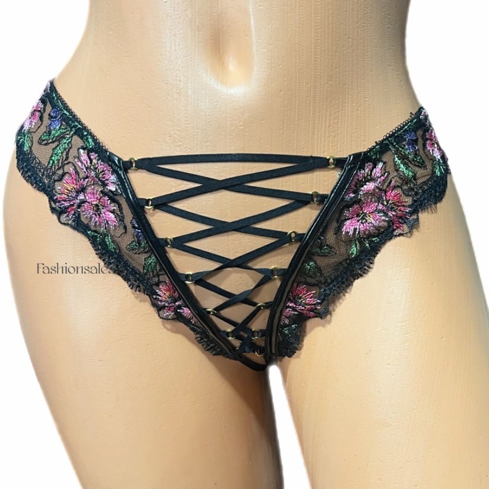 Victorias Secret Very Sexy Sheer Embroidered Mesh Crotchless Brazilian panty